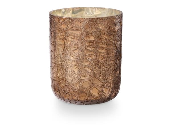 ILLUME Woodfire Crackle glass duftlys, brun