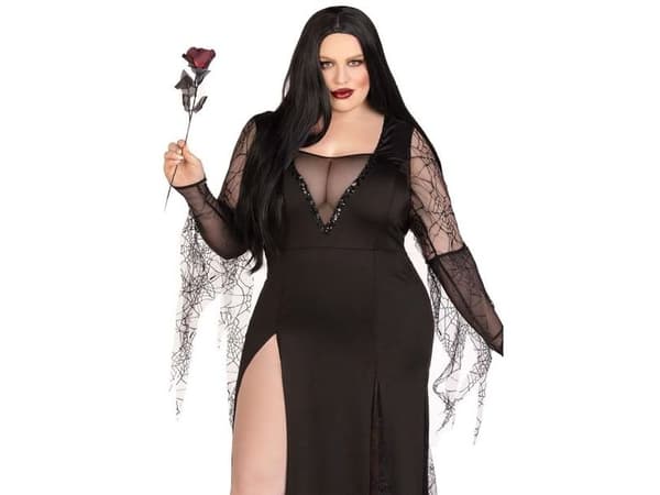Sexy Spooky Morticia-kostym Plus