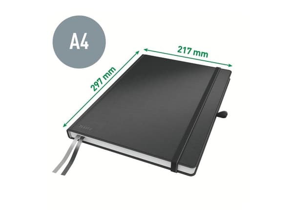 Notesbog Leitz Complete A4 linjeret m/80 ark sort