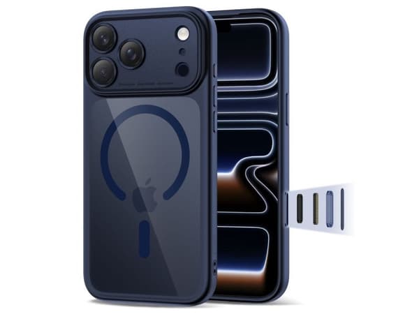 Tech-Protect Magpeak Magsafe CC Case for iPhone 17 Pro - Clear Navy Blue