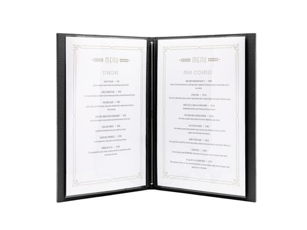 Securit® A4 SIGNATURE menymappe m/2 lommer, sort
