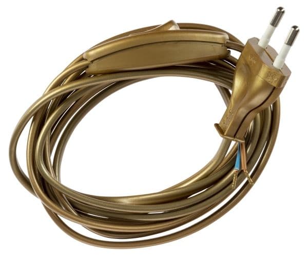 Lyskabel med bryter, 2,5 m, bronse