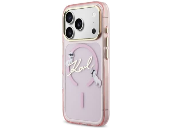 Karl Lagerfeld IML Choupettes Karl Script MagSafe-deksel til iPhone 17 Pro Max - Rosa