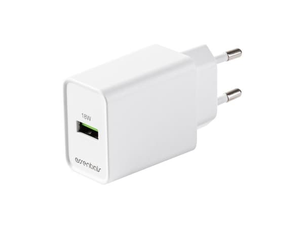 USB wall Charger 18 W Fast charging, 1x USB-A, white