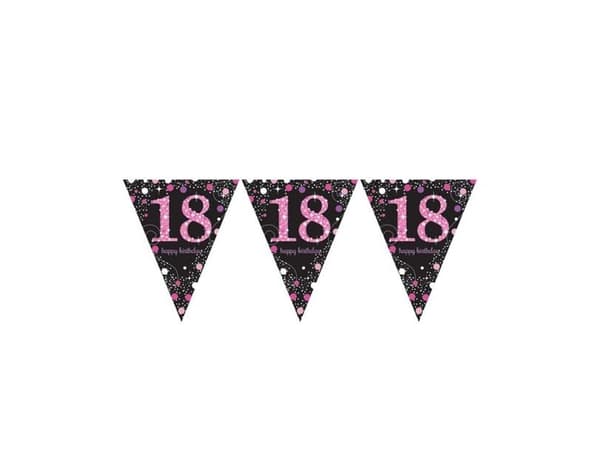 Vimpelguirlande 18 år Pink Sparkling