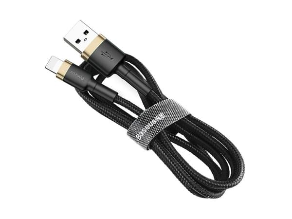 Baseus CALKLF-CV1, 2 m, USB A, Lightning, Hanstik, Hanstik, Sort, Guld