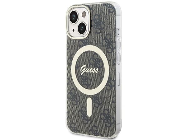 Guess IML 4G MagSafe iPhone 15 Plus Case - Brown