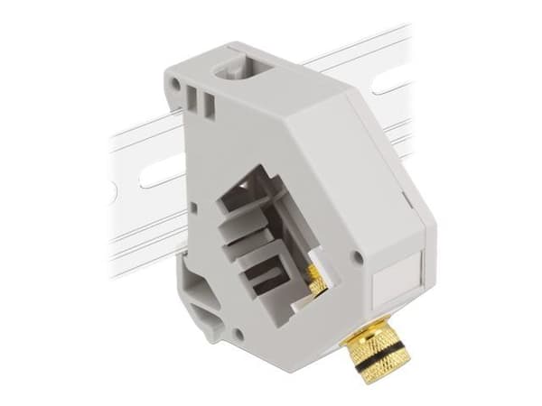 Delock - DIN-skinnemonteringsadapter for keystone-jakk - Binding Post - grå, hvit