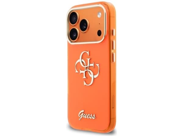 Guess IML 4G Script metall-skal för iPhone 17 Pro - Orange