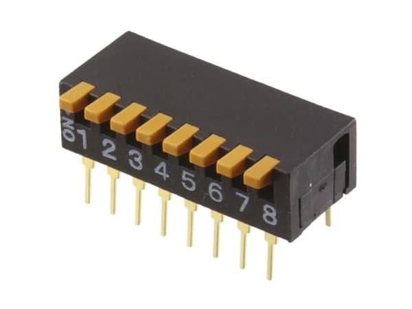 Omron A6DR-8100 DIP-bryter, pol 8, THT, 1 stk, pose