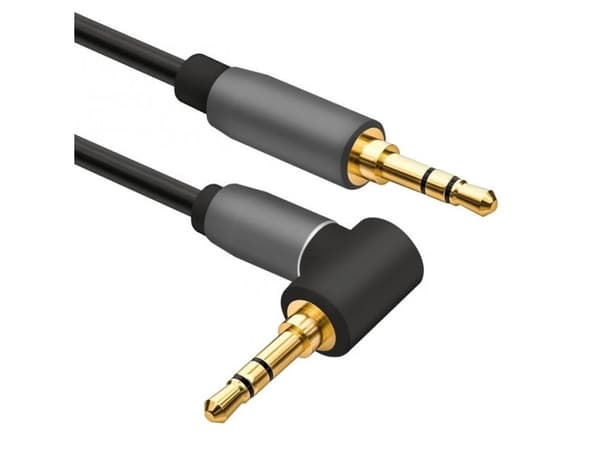 Helos anslutningskabel, jack 3,5 mm plugg/plugg 90