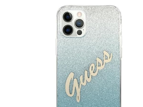 Guess GUHCP12MPCUGLSBL iPhone 12/12 Pro 6.1" blå/blå hardcase med glitter gradient script