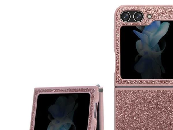 Guess Glitter Script-deksel til Samsung Galaxy Z Flip 5 - rosa