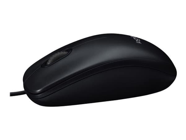 Logitech B100, Molempikätinen, Optinen, USB A-tyyppi, 800 DPI, Musta