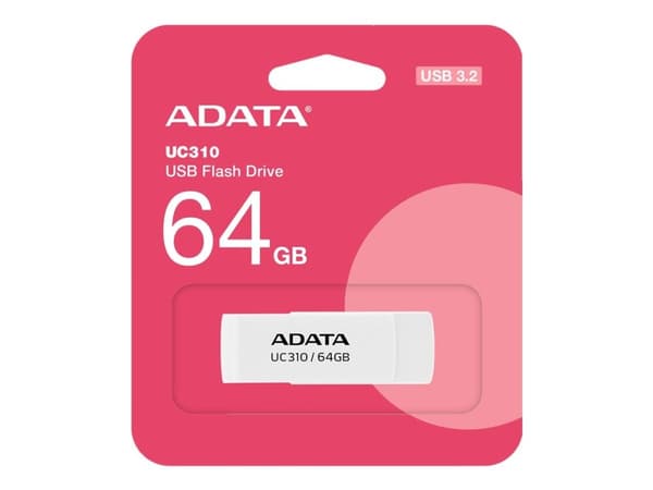 ADATA UC310 - USB flash-enhet - 64 GB - USB 3.2 Gen 1 - vit