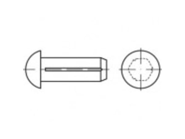 TOOLCRAFT halvrund räfflad stift 4 mm stål 2000 st