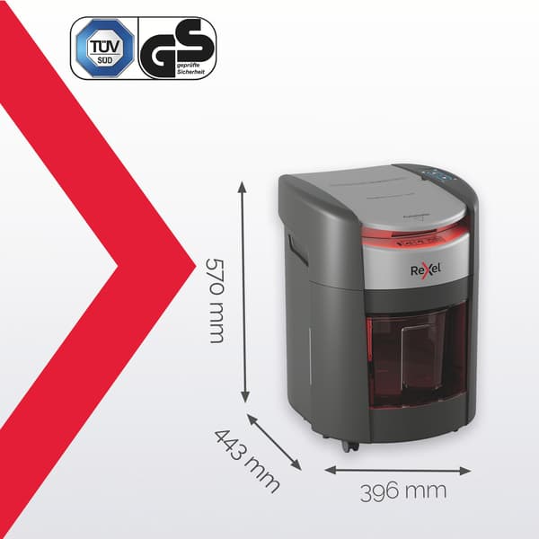 Rexel ShredMax AutoFeed+ 150M -paperisilppuri, P5-mikrosilppu, musta