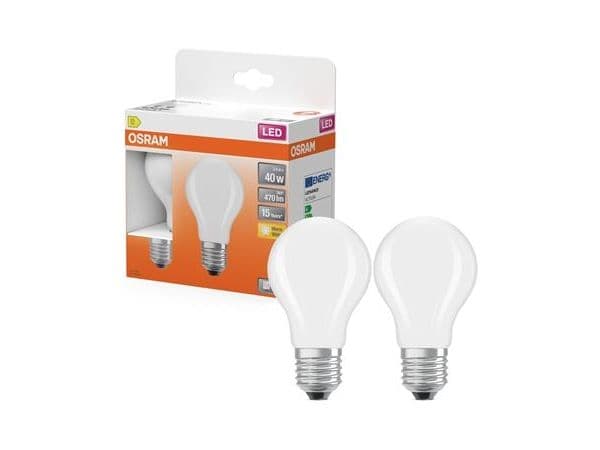 OSRAM LED standard matt 470lm 3,4W/827 (40W) E27 2-pk