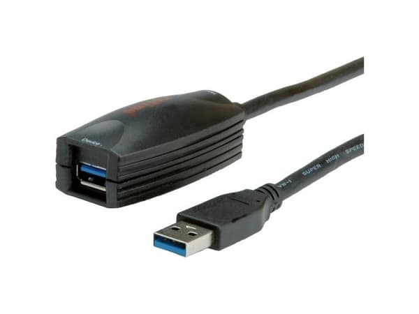 ROLINE USB 3.0 Active Repeater, 5 m, USB A, USB A, Svart
