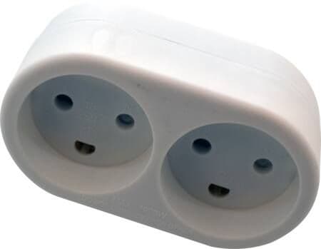 E-line kaksoispistoke valkoinen - pyöreä w/j, 230V/13A
