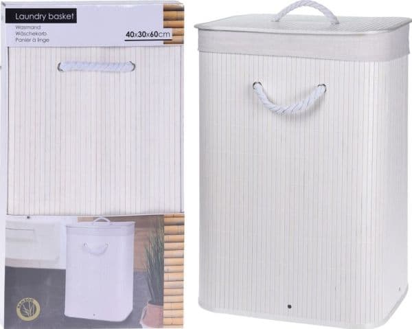 Storage Solutions tvättkorg i bambu med NATURAL-lock, 60 l