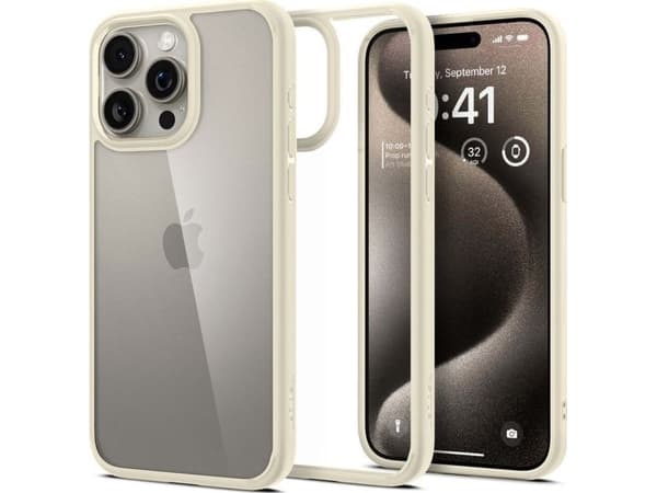 Spigen Crystal Hybrid, sand beige - iPhone 15 Pro Max