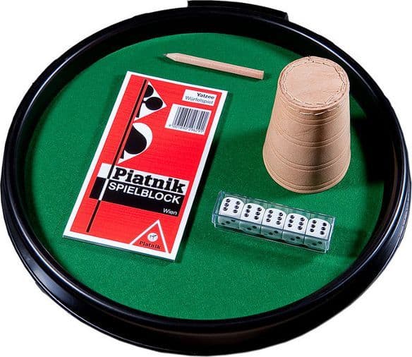 Piatnik tärningsspel - tärningar, bricka, lädermugg