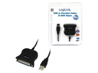 LogiLink USB / D-SUB 25 sovitinkaapeli, 1.8m, 1,8 m, USB, D-sub (DB-25), Sort, Hanstik/Hunstik