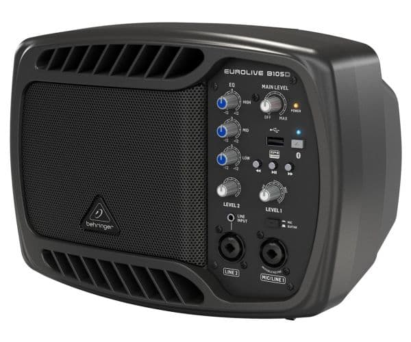 Behringer B105D, Full rekkevidde, Ledning & Trådløs, 50 W, Sort