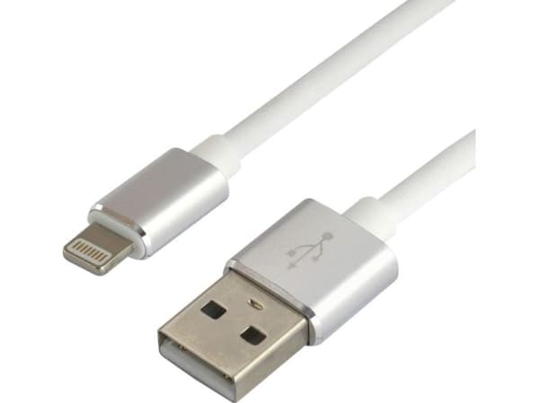 Everactive CBS-1IW, 1 m, Lightning, USB A, Hankjønn, Hankjønn, Hvit