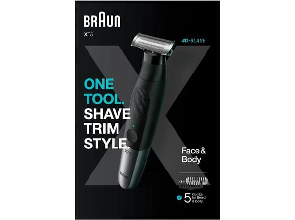 Braun XT5100, Sort, Sølv, 1 mm, 5 mm, 1 mm, Rustfritt stål, Batteri