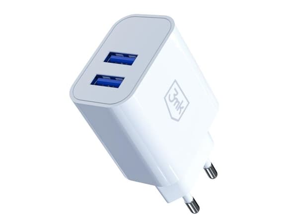 3mk FlowPower 10W USB-lader 2,4A/2A hvit