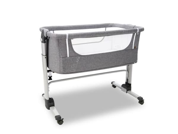 Asalvo bedside spjälsäng vikbar, grå