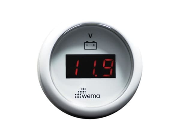 Wema digitalt voltmeter 8-32 V hvit