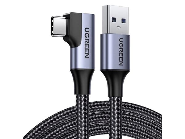 USB til USB-C-kabel, vinklet UGREEN US385, 3A, 1m (svart)