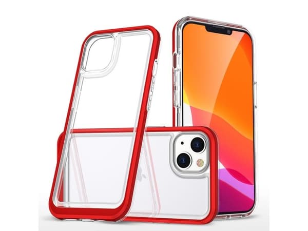 Hurtel Clear 3-i-1-hetui til iPhone 14 Plus i silikon med ramme rød