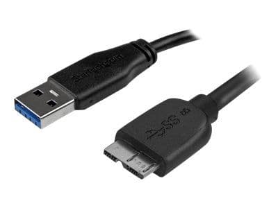 StarTech.com Slim Micro USB 3.0 kabel – 3 m - USB-kabel - Micro-USB typ B (hane) till USB typ A (hane) - USB 3.0 - 3 m - formpressad - svart - för ...