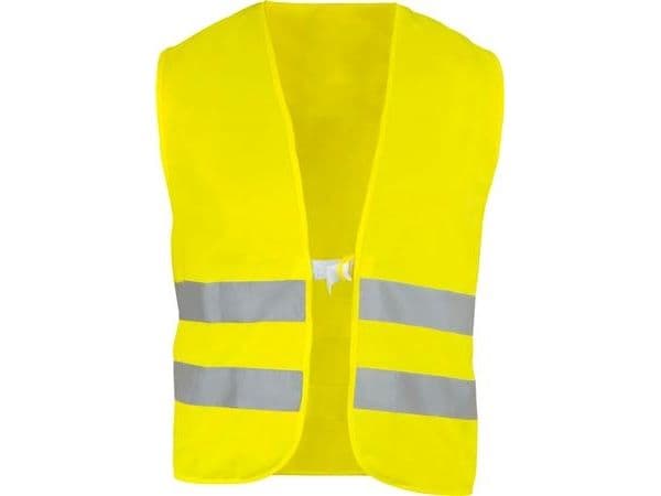 Fluorescerande gul väst Onesize i 100 % polyester med 2 reflexremsor à 5 cm