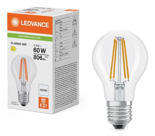 LED-pære 5,9W 840 klar E27