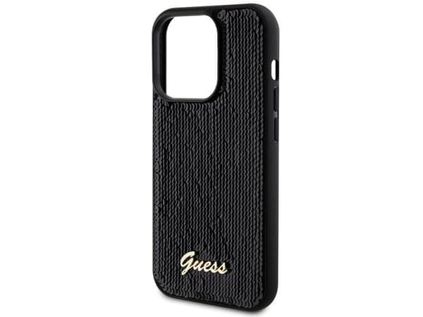 Guess Sequin Script metall-deksel til iPhone 13 Pro Max - svart