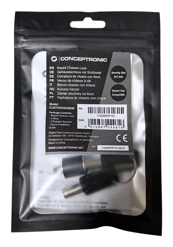 Conceptronic CUSTODIO03BSM, 2 nycklar, Svart