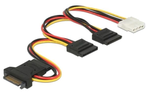 Delock - Strømadapter - SATA-strøm til 4-pin intern strøm, SATA-strøm - 20 cm - svart