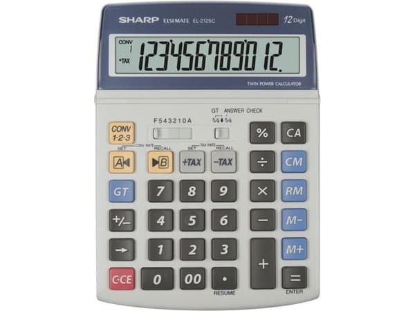 Sharp EL-2125C - Skrivbordskalkylator - 12 siffror - batteri, solcellspanel