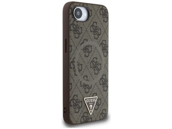 Guess 4G Ring Triangle Logo MagSafe-etu til iPhone 16e - Brun