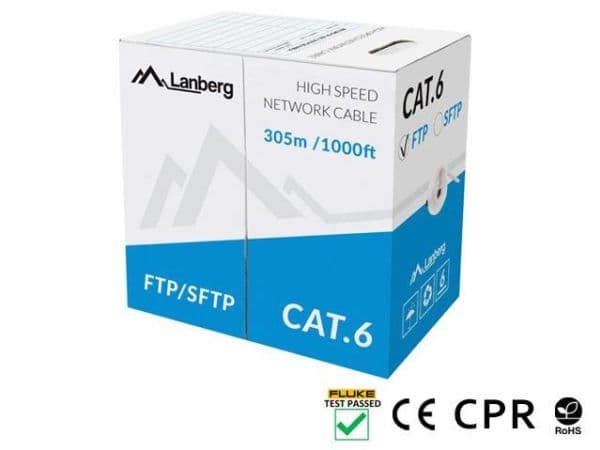 Lanberg - Samlet kabel - 305 m - SFTP - CAT 6 - utendørs, solid - grå