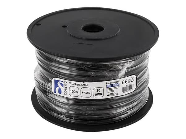 DELTACO MD-15S - Mengdetelefonkabel - flat - svart