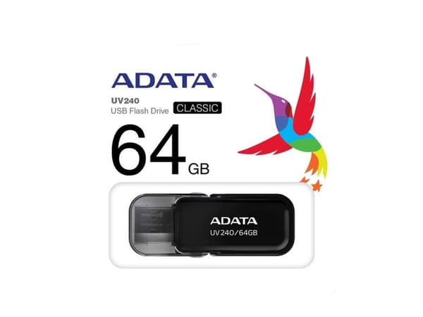 ADATA UV240 - USB flash-enhet - 64 GB - USB 2.0 - svart