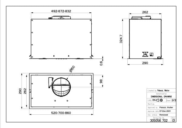 FABER S.p.A. 305.0665.357, 540 m³/h, Bedrivs, C, A, D, 64 dB