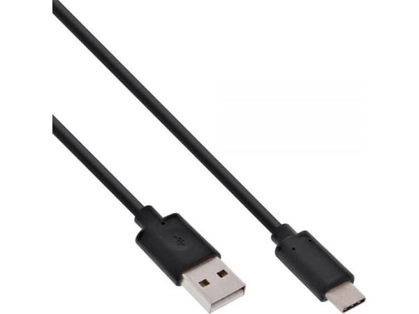 InLine 35731, 1 m, USB C, USB A, USB 2.0, Hankjønn/hankjønn, Svart