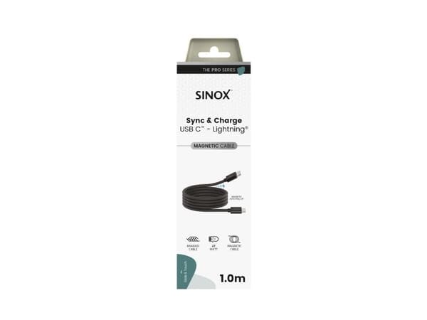 Sinox PRO USB C til Lightning magnetisk kabel 1 m sort
